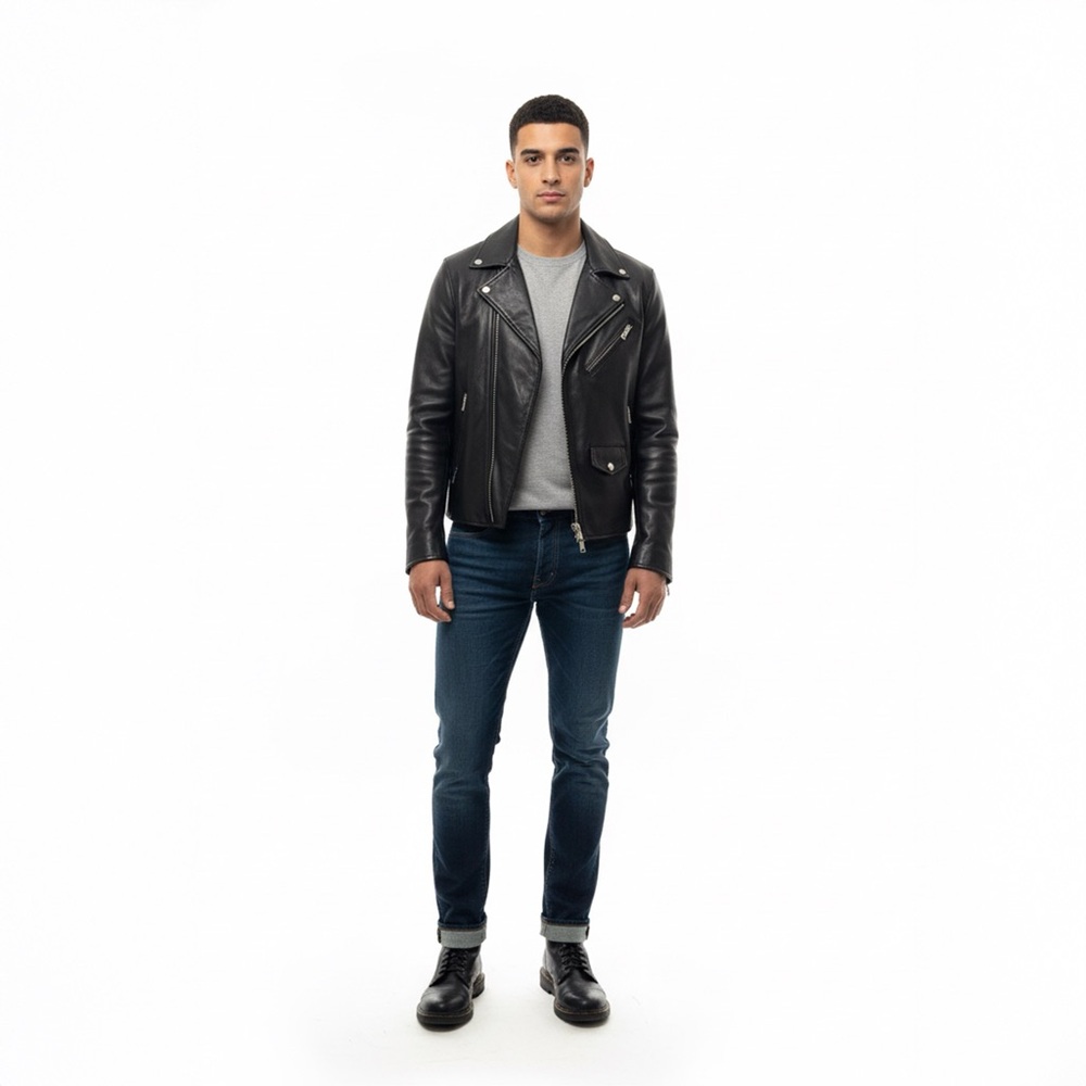 Buck Mason Black Performance Leather Jacket